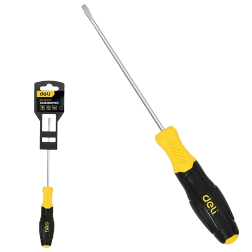 Шлицевая отвертка Deli DL6362001N 6х200мм сталь Cr-V, двухкомпонентная прорезиненная рукоять
