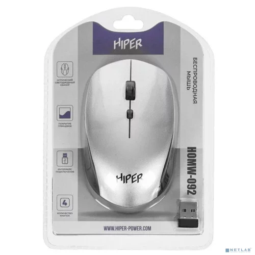 Мышь HIPER беспроводная HOMW-092 {1600dpi, серый, USB, 4кнп}