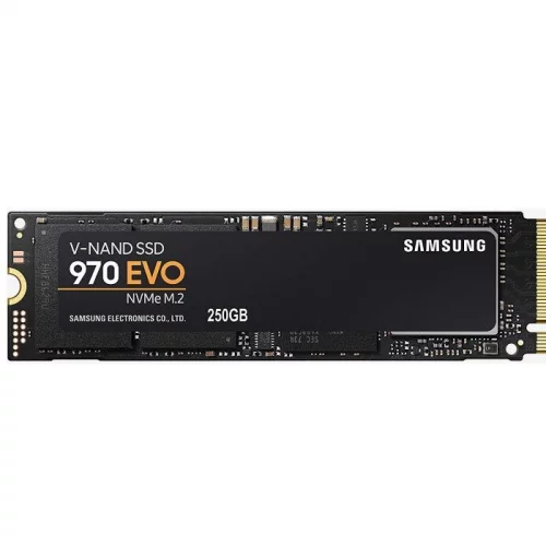 Твердотельные накопители/ Samsung SSD 970 EVO Plus, 250GB, M.2(22x80mm), NVMe 1.3, PCIe 3.0 x4, 3-bit MLC, R/W 3500/2300MB/s, IOPs 250 000/550 000, DRAM buffer 512MB, TBW 150, DWPD 0.33 (12 мес.) (MZ-V7S250BW)