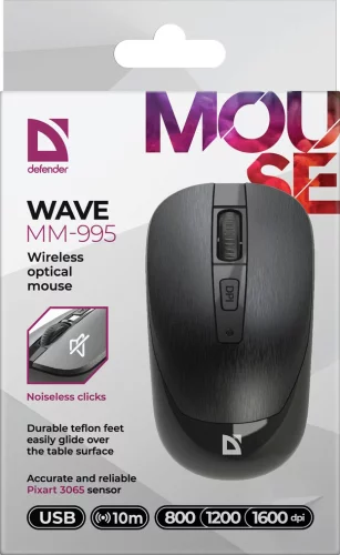 Мышь Defender беспроводная оптическая Wave MM-995 чёрный (52995) фото 7