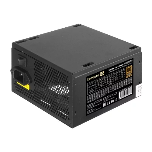 Exegate EX292159RUS Блок питания 400W ExeGate 80 PLUS® Bronze 400PPH (ATX, APFC, КПД 88% (80 PLUS Bronze), 12cm fan, 20+4pin, 4+4pin, 2xPCI-E, 5xSATA, 3xIDE, RTL(color box), black) фото 2