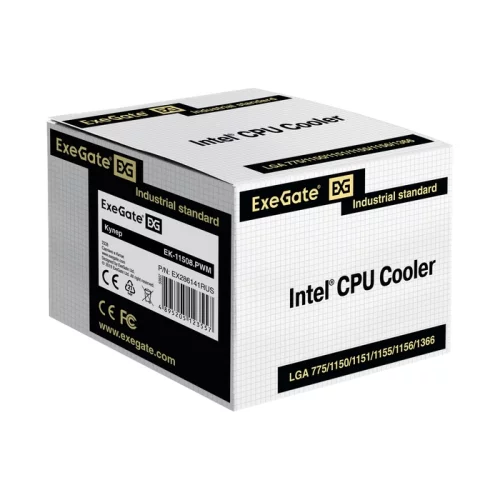 Exegate EX286141RUS Кулер ExeGate EK-11508.PWM (Al, LGA1150/ 1151/ 1155/ 1156/ 1200, TDP 75W, Fan 90mm, PWM, 1200-2600RPM, Hydro bearing, 4pin, 11-24db, 285г, с термопастой, на винтах, Retail color box) фото 5