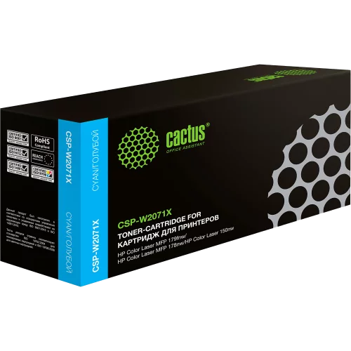 Картридж лазерный Cactus CSP-W2071X 117X голубой (1300стр.) для HP Color Laser 150a/150nw/178nw MFP/179fnw MFP