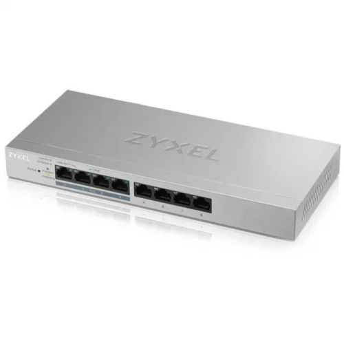 Коммутатор/ ZYXEL GS1200-8HP v2, 8xGE (4xPoE +), desktop, silent, with support for VLAN, IGMP, QoS and Link Aggregation, PoE budget 60 W (GS1200-8HPV2-EU0101F)
