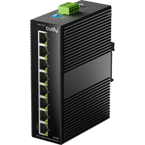Промышленный коммутатор/ 8-Port Aluminum Industrial Switch, 1000Mbps 8-Port RJ45, Din-rail design, Power supply: DC 9.6~57V work temperature:-40 °C-75°C, Power Adapter Not Included (IG1008)