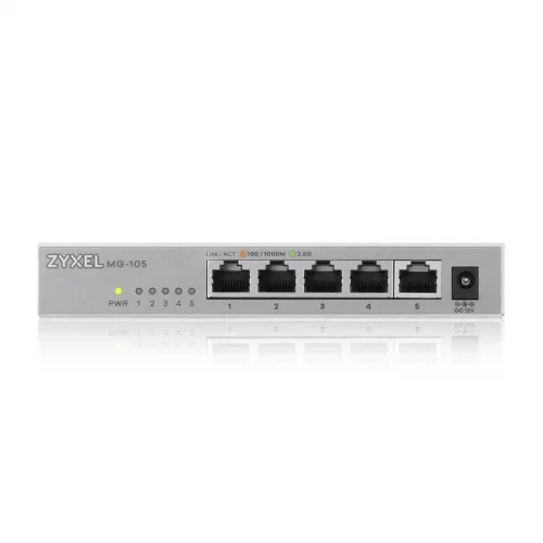 Коммутатор/ Zyxel MG-105 multi-gigabit switch, 5x1 / 2.5GE, desktop, silent (MG-105-ZZ0101F)