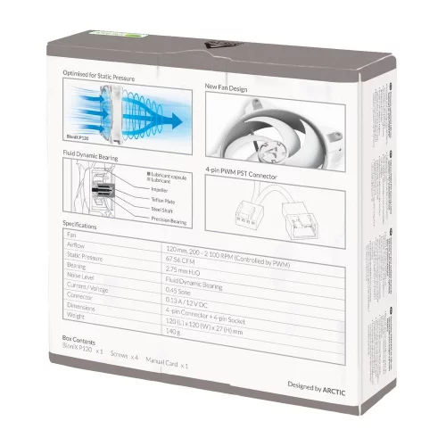 Вентилятор Arctic Cooling ARCTIC BioniX P120 (Grey/ White) PWM 200 - 2100 RPM - retail (ACFAN00167A) фото 6