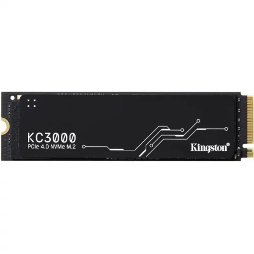 Твердотельный накопитель/ Kingston SSD KC3000, 2048GB, M.2(22x80mm), NVMe, PCIe 4.0 x4, 3D TLC, R/W 7000/7000MB/s, IOPs 1 000 000/1 000 000, DRAM buffer 2048MB, TBW 1600, DWPD 0.71, with Heat Spreader (12 мес) (SKC3000D/2048G)