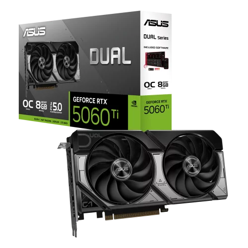 Видеокарта ASUS RTX5060Ti DUAL OC 8GB GDDR7 128bit 3xDP HDMI 2FAN RTL [DUAL-RTX5060TI-O8G] (90YV0MP2-M0NA00)