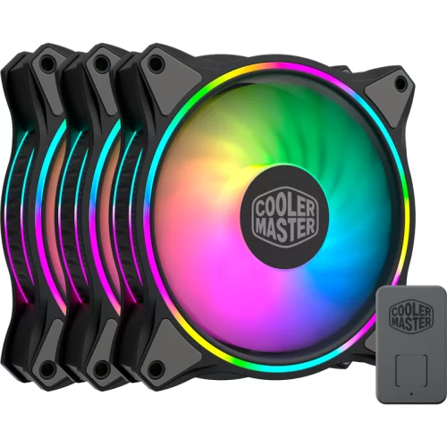 3 Кулера для корпуса 1 Ватт/ Cooler Master MASTERFAN MF120 HALO, 120mm, 4-Pin (PWM), ARGB, 3 pcs + ARGB Controller