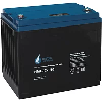 Battery Parus Electro, professional series HML-12-140, voltage 12V, capacity 140Ah (discharge 10 hours), max. discharge current (5sec) 950A, max. charge current 40.2A, lead-acid AGM type, M8 bolt terminals, LxWxH 341x173x283mm., total height with terminal