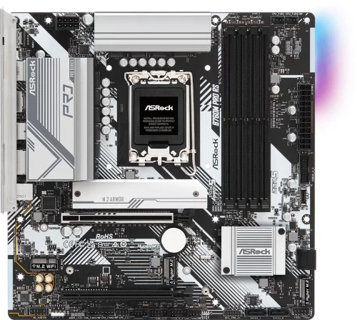 Материнская плата ASROCK B760M PRO RS, LGA1700, B760, 4*DDR5, 4*SATA, 3*M.2, 3*USB 3.2, 2*USB 2.0, Type-C, 2*PCIx16, 1xM.2 (Key E), HDMI+DP, mATX
