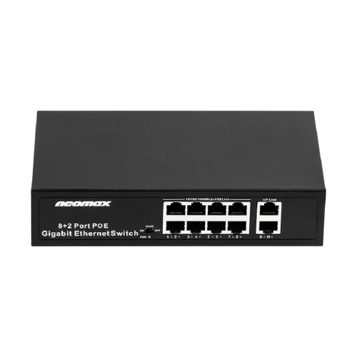 NEOMAX неуправляемый коммутатор NMS-110PoE-1000-S, 10 портов 1000 Mbps, 8xPoE+, 220W, металл фото 3