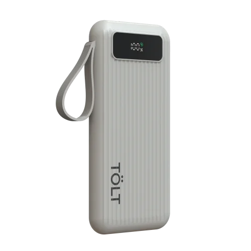Портативный аккумулятор TOLT Stor SR-LB10D, 10000mAh, 22,5W, fast charging and PD, beige/ Powerbank TOLT Stor SR-LB10D, 10000mAh, 22,5W, fast charging and PD, beige