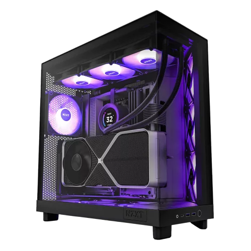 Корпус без блока питания/ Case NZXT H6 Flow RGB (2023), Midi-Tower, TG, 3x120mm RGB, 2xUSB-A 3.2 + 1xUSB-C 3.2, ATX, mATX, mITX Black (CC-H61FB-R1)