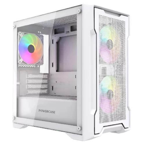 Powercase Mistral Micro X3W ARGB, Tempered Glass, 3x 120mm ARGB PWM Fan, белый, mATX (CMMXW-A3)