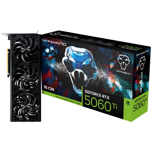 Видеокарта Gainward RTX5060Ti PYTHON III 16GB GDDR7 128bit 3xDP HDMI 3FAN RTL (NE7506T019T1-GB2061T)