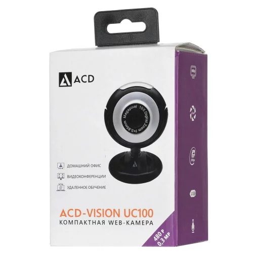 Веб-камера ACD-Vision UC100 CMOS 0.3МПикс, 640x480p, 30к/ с, микрофон встр., кабель USB 2.0 1.5м, универс. крепление, черный корп. RTL {60} (551745) (ACD-DS-UC100) фото 9