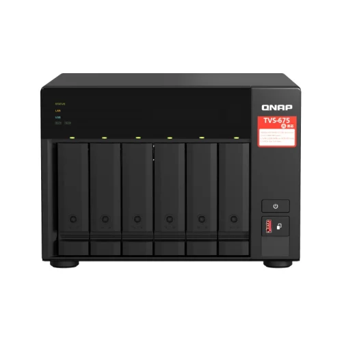 Сетевое хранилище без дисков/ SMB QNAP TVS-675-8G NAS, 6-tray w/ o HDD, 2xM.2 SSD Slot, 1xHDMI-port. CPU 8-сore 64-bit x86 KX-U6580 2.5 GHz , 8GB DDR4 (1 x 8GB) up to 64GB (2 x 32GB), 2x 2.5 Gigabit LA