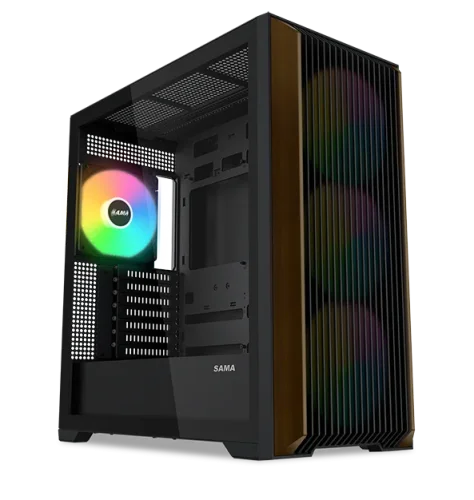 Корпус ПК без блока питания/ Case SAMA Z60 Black, Midi-Tower, TG, 4x140mm ARGB, 2xUSB 3.0 + 1xUSB 3.1 Type-C, E-ATX, ATX, mATX, mITX Black (Z60-BKAWA4X1-GL)