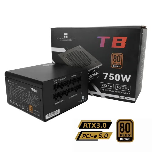 Блок питания 750W/ Power Supply Thermalright, 750W 80+ Bronze (ATX, 3.0, PCIe 5.0, Full modular, 1x24(20+4)pin, 2xCPU 8(4+4)pin, 4xPCIe*2 8(6+2)pin, 3xSATA3, 1x12+4pin (12VHPWR PCIe 5.0 12+4pin 600mm), 3xMOLEX4pin, Active, 120x120 (TR-TB750) фото 4