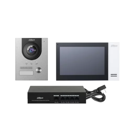 DHI-KTP01L(S) Dahua Комплект из 3х устройств: DHI-VTO2201F-P + DHI-VTH2421FW-P + DH-PFS3005-4ET-36E