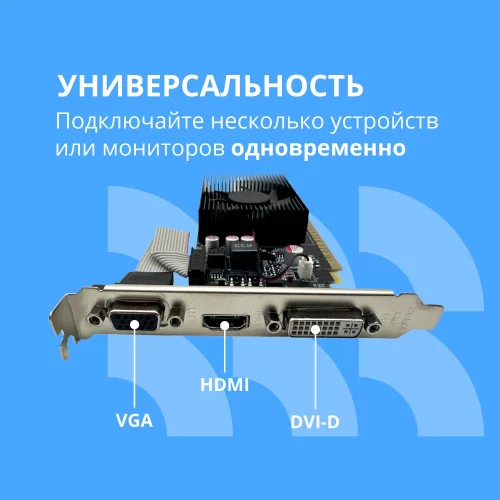 Видеокарта CBR GT730 2Gb DDR3, 128bit, 700Mhz, 1*HDMI + 1*DVI + 1*VGA, 49W, Ret [VGA-STX730-2G-RTL] фото 3