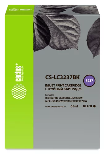 Картридж струйный Cactus CS-LC3237BK черный пигментный (65мл) для Brother HL-J6000DW/J6100DW с чипом