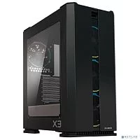 Корпус ZALMAN X3 BLACK, без БП, боковое окно (закаленное стекло), черный, ATX