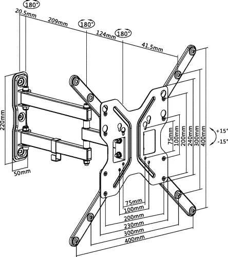 Кронштейн для телевизора Ultramounts UM905 черный 23-55 макс.30кг настенный поворотно-выдвижной и наклонный фото 5