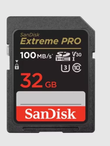Карта памяти SanDisk Extreme Pro SD UHS I 32GB Card for 4K Video for DSLR and Mirrorless Cameras 100MB/ s Read & 90MB/ s Write, Lifetime Warranty (SDSDXXO-032G-GN4IN)