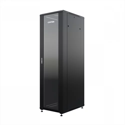 Шкаф напольный универсальный серверный ONTEK TC 22U 600х800мм, 4 профиля 19, двери стекло и сплошная металл, боковые стенки съемные (TC22U68GSRSWAS-9005)
