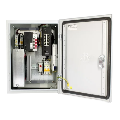 Уличный Web-управляемый коммутатор OSNOVO OS-34TB1(SW-80802-IM) Уличный Web-управляемый коммутатор с термостабилизацией и резервным питанием на базе уличной станции OSNOVO OS-34TB1.Порты: 2 x GE (10/100/1000BASE-T) с PoE (до 90W) + 6 x