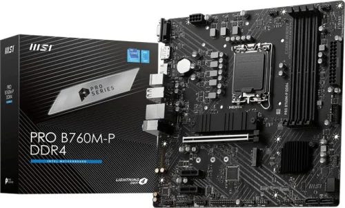 Материнская плата MSI PRO B760M-P DDR4 (PRO B760M-P DDR4) Материнская плата/ MB MSI INTEL B760 s1700, 4xDDR4(128GB), D-SUB/HDMI 1.4/DP, 1xPCIe 4.0x16, 2xPCIe 4.0, 1xLAN, 4xSATA 6Gb/s, 2xM.2, 1xUSB-C, 1xUSB 3.2, 4xUSB 2.0, 2xPS/2, mATX (PRO B760M-P DDR4) фото 6