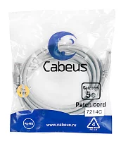 Cabeus PC-UTP-RJ45-Cat.5e-3m Патч-корд U/ UTP, категория 5е, 2xRJ45/ 8p8c, неэкранированный, серый, PVC, 3м