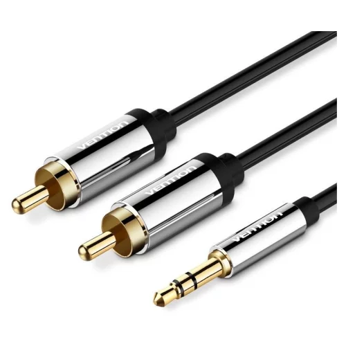 Кабель Vention аудио Jack 3,5 mm M/2RCA M - 5 м Чёрный (P550AC500-S)