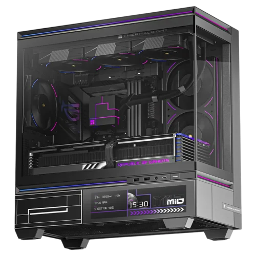 Корпус без блока питания/ Case Thermalright M10 Vision FAN4-M, Mini-Tower, TG, LCD, 4x120mm ARGB, 2xUSB-A 3.0, 1xUSB Type-C, mATX, mITX Black (TL-M10 VISION BLACK FAN4-M)