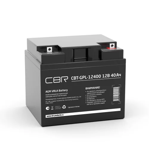 CBR Аккумуляторная VRLA батарея CBT-GPL-12400 (12В 40Ач), клеммы L1 (болт М5 с гайкой)