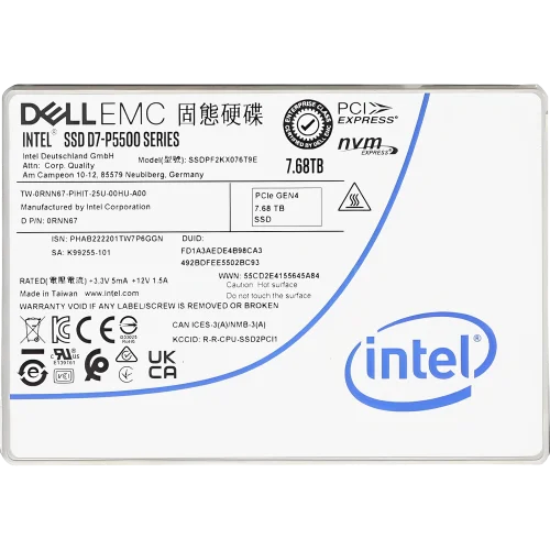 Накопитель SSD PCIE 7.68TB D7-P5500 SSDPF2KX076T9N1 INTEL