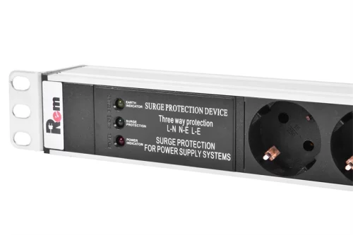 Вертикальный блок розеток Rem-16 с фил. и инд., 15 Schuko, 10 C13, 16 A, алюм., 42...48U, шнур 3 м (R-16-15S-10C13-FI-1820-3)