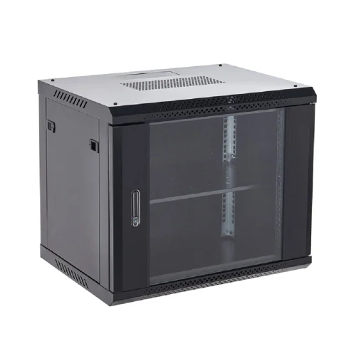 Rexant (04-0966-112) Настенный шкаф 19 9U 600х600х501 (ШхГхВ), дверь стекло, металлическая задняя стенка, боковые съемные стенки, RAL 9005