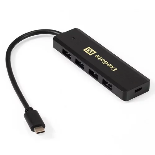 Exegate EX293986RUS USB-Хаб (концентратор) ExeGate DUB-4CP/ 1 (кабель-адаптер USB Type C --> 4xUSB3.0, Plug&Play, черный) фото 2