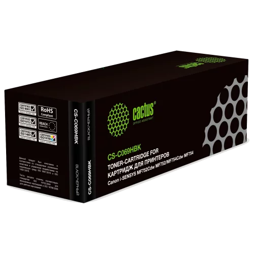 Картридж лазерный Cactus CS-C069HBK 069H черный (7600стр.) для Canon i-SENSYS MF752Cdw MF752/MF754Cd