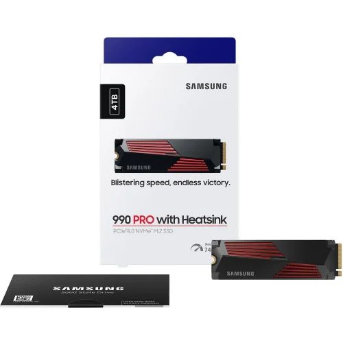 Твердотельный накопитель SSD M.2 2280 4TB Samsung 990 PRO with Heatsink MZ-V9P4T0GW PCIe Gen4x4 with NVMe, 7450/6900, IOPS 1600/1550K, MTBF 1.5M, Samsung V-NAND TLC, 4GB LPDDR4MB, 2400TBW, RTL фото 12