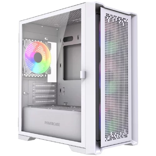 Powercase ByteFlow Micro White LE, Tempered Glass, 4х 120mm ARGB PWM fans, белый, mATX [без встроенного хаба] (CAMBFW-A4-LE)