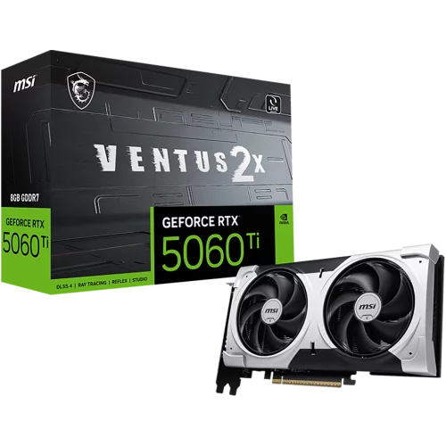 Видеокарта MSI PCI-E 5.0 RTX 5060TI 8G VENTUS 2X PLUS NVIDIA GeForce RTX 5060TI 8Gb 128bit GDDR7 2572/28000 HDMIx1 DPx3 HDCP Ret (RTX 5060 TI 8G VENTUS 2X PLUS)