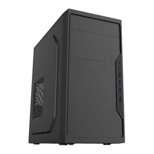 Корпус с блоком питания 450Вт./ Case Foxline FL-733R-FZ450R-U32H-NRPmATX case, black, w/PSU 450W 12cm, w/2xUSB2.0, w/2xUSB3.0, w/P-lock, w/E-lock support, w/rear LED lighting button,w/top handle, w/pwr cord, w/o FAN