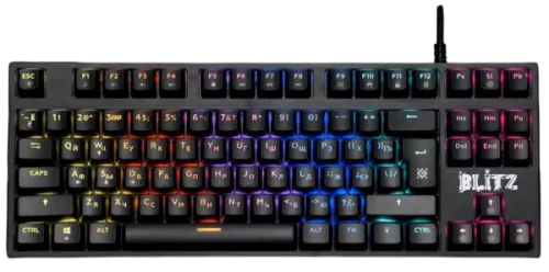 DEFENDER BLITZ чёрная игровая клавиатура (OUTEMU BLUE switches, USB, радужная подсветка, 87 кл., GK-240L) (45240)