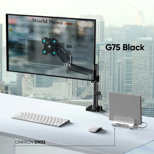 Кронштейн для мониторов Onkron G75 черный 13-34 макс.12кг настольный поворот и наклон (G75#MLN) фото 4