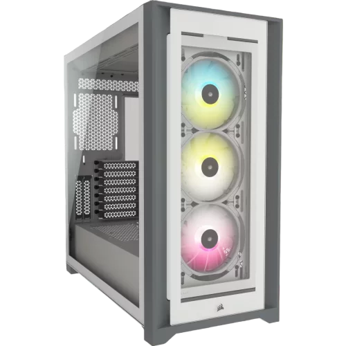 Корпус без блока питания/ Case Corsair iCUE 5000X RGB, Midi-Tower, TG, 3x120mm RGB, 2xUSB-A 3.2, 1xUSB 3.2 Type-C, E-ATX, ATX, mATX, mITX White (CC-9011213-WW)